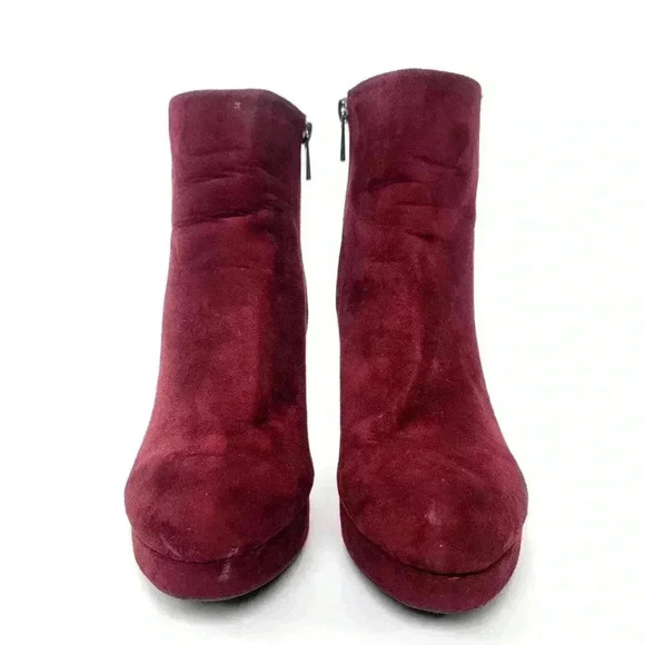 Chunky Platform Heel Faux Suede Ankle Booties - 9 - Picture 6 of 13